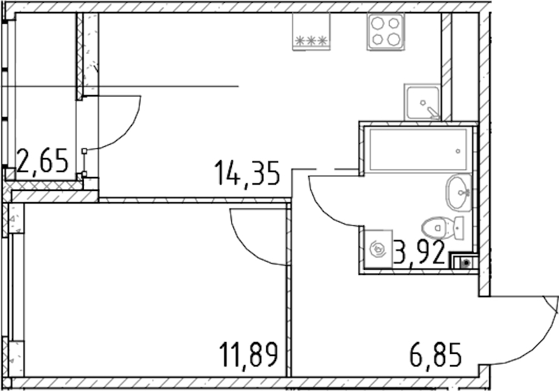 1-комнатная квартира 37.01 м², 17/23 эт., ЖК «Город Первых»